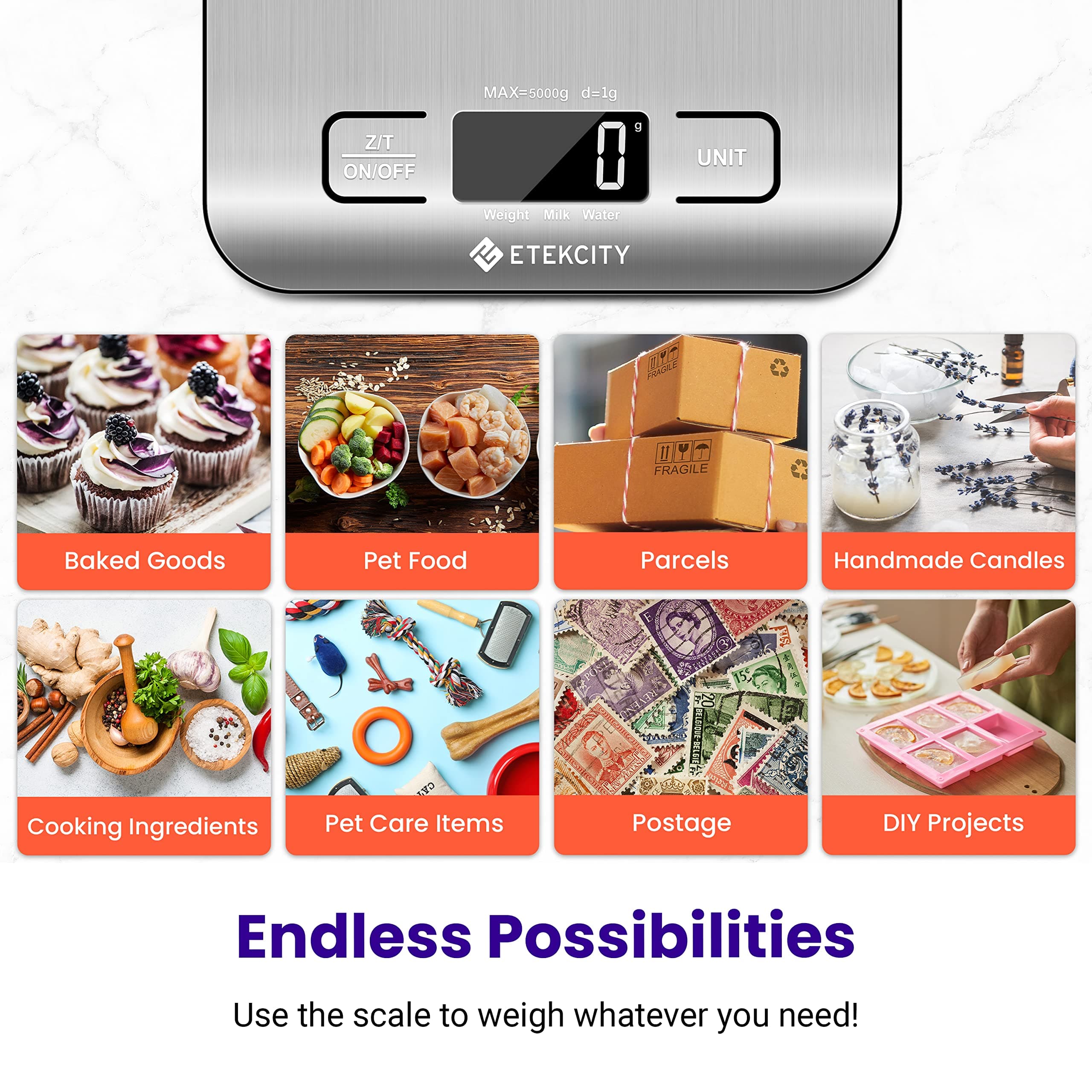 Etekcity Food Kitchen Scale, Digital Grams and Ounces, 11lb, view 10