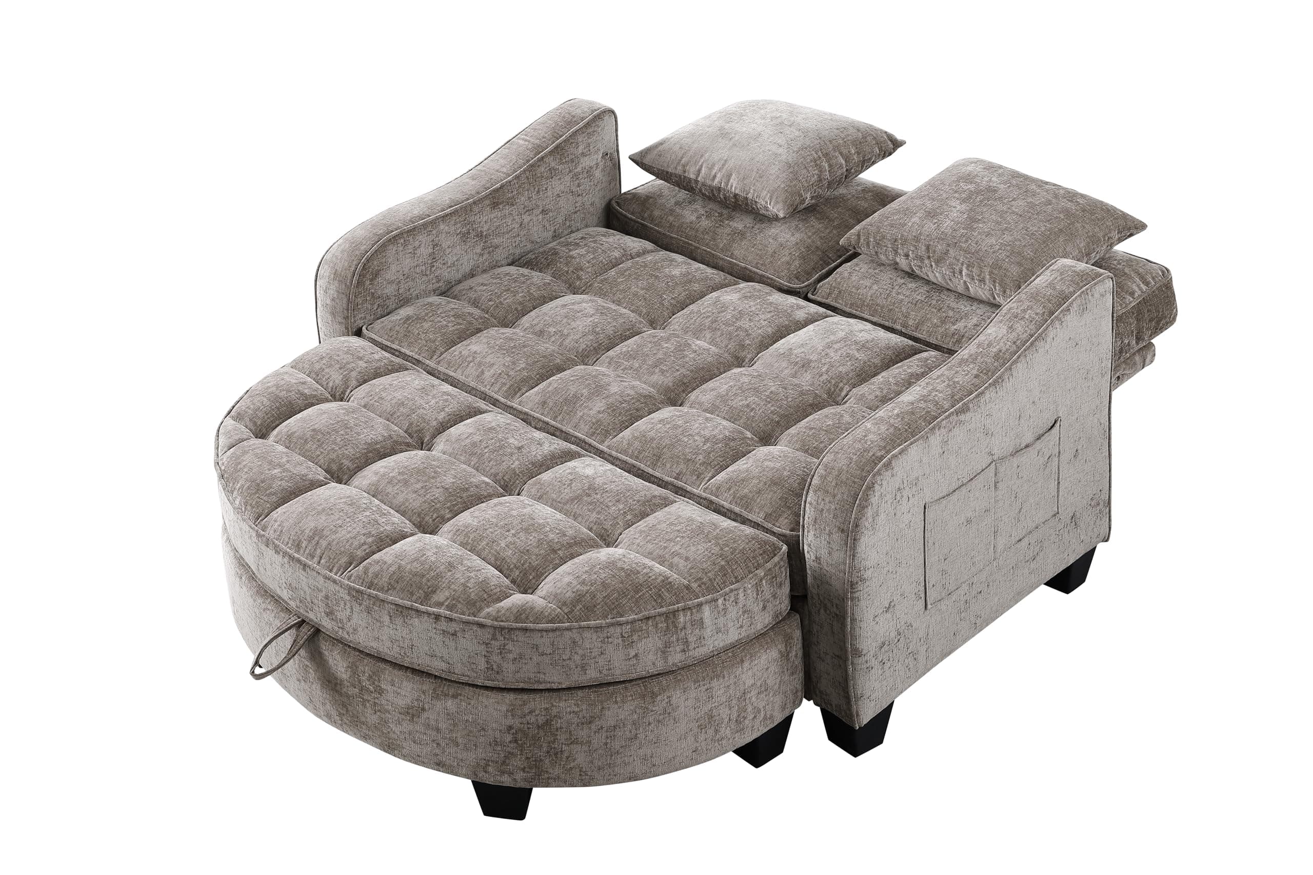 ERYE Chenille Tufted Loveseat Sofa and Ottoman Set, view 6