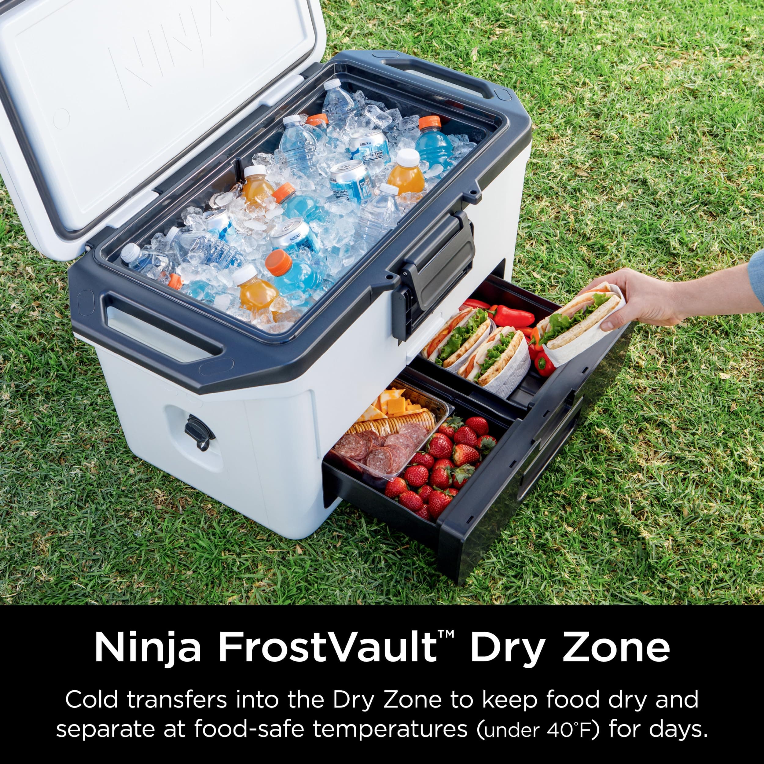 Ninja FrostVault™ 50qt Hard Cooler with Dry Storage Drawer, Spanish Moss, view 3